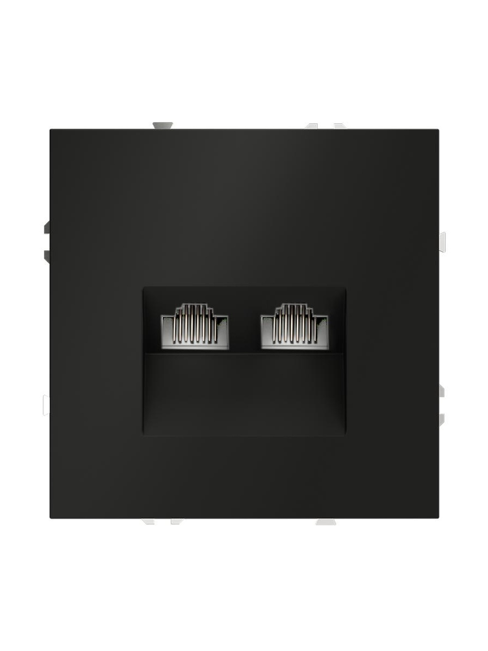 Розетка компьютерная 2-м СП S70 RJ45 + RJ45 кат.6 механизм черн. матов. Voltum VLS060208