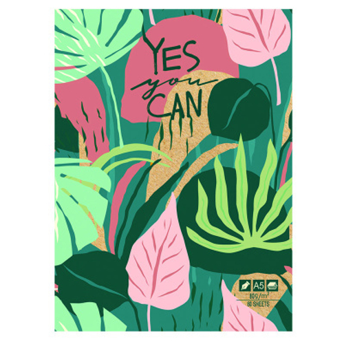 Скетчбук 80л., А5 7БЦ BG "Jungle Art", матовая ламинация, 80г/м2, салатовый блок