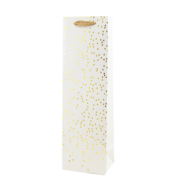 Пакет подарочный "Золотые точки" Тиснение фольгой 12*9*39 см