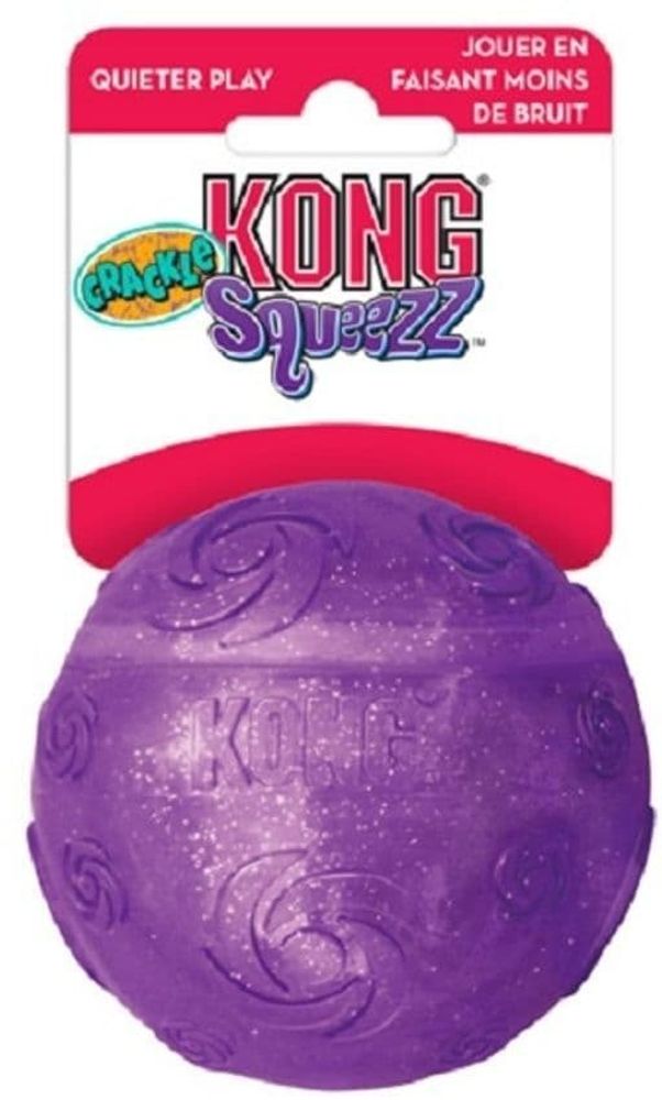 Kong игрушка для собак Squezz Crackle хрустящий мячик большой 7 см