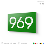 Номер на дверь 969, табличка на дверь для офиса, квартиры, кабинета, аудитории, склада, зеленая 120х70 мм, Айдентика Технолоджи