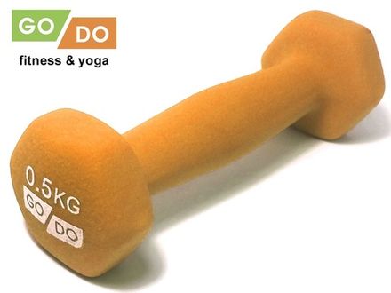Гантель GO DO в виниловой матовой неопреновой оболочке. Вес 0,5 кг. (Оранжевый)