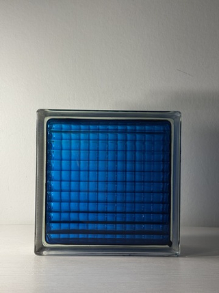Стеклоблок сетка синий окрашенный изнутри Vitrablok 19x19x8