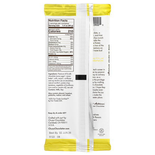 Chuao Chocolatier, молочный шоколад, с картофельными чипсами, 80 г (2,8 унции)
