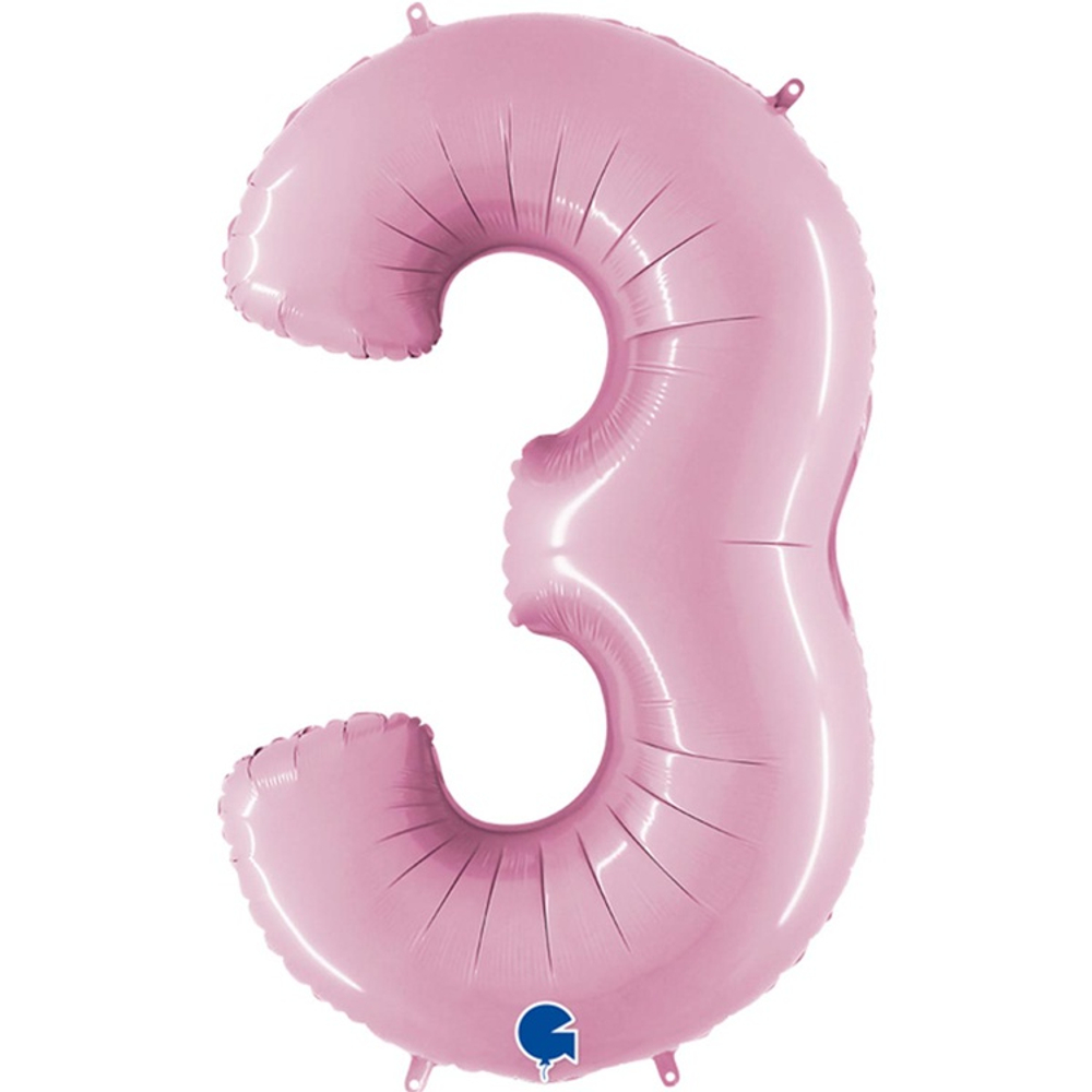 Шар фольгированный Цифра 3 101 см (Розовый)