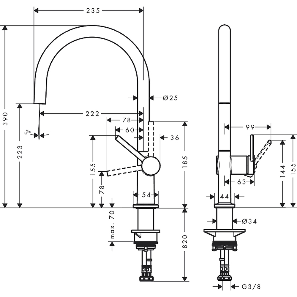 Смеситель для кухни Hansgrohe Talis M54 72843670 черный матовый