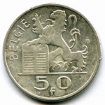 50 франков 1950. Бельгия (VF-XF)