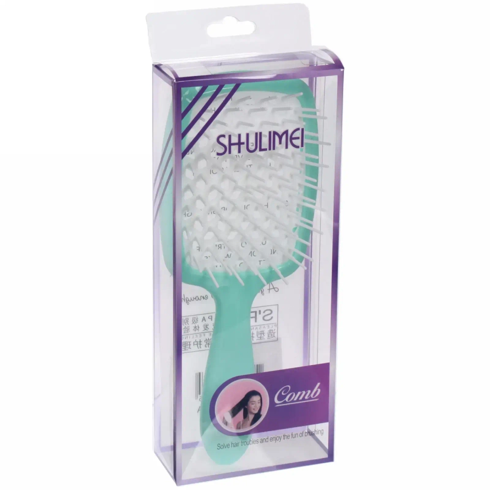 Расческа массажная «Magic Style», прямоугольная, цвет мятный, 20*8,3см●