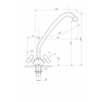 Смеситель для кухни 1/2 кер ПРОФСАН ПСМ-127-80 "СТАНДАРТ А" выс.пов.излив, б/подв, п/гайку, ХРОМ