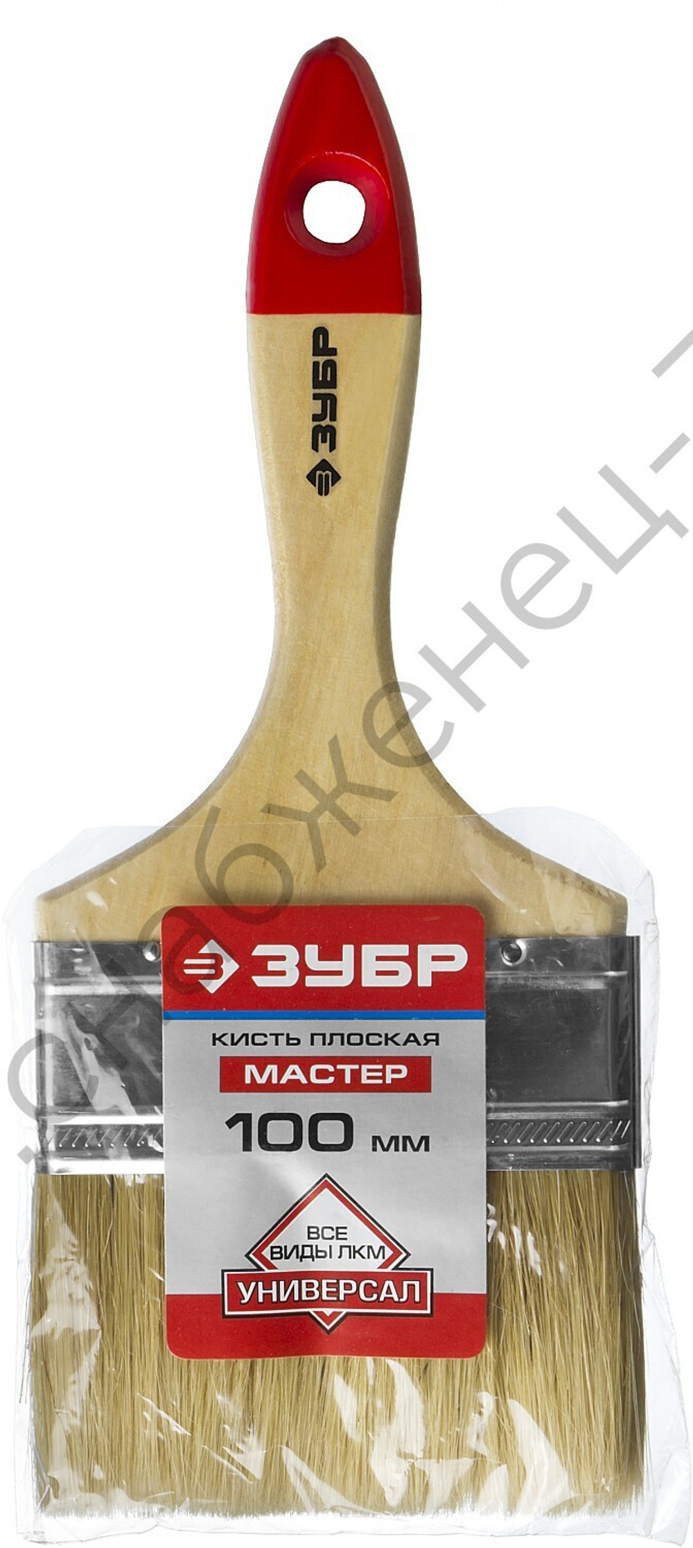 ЗУБР Универсал 100 мм, 4'' светлая натуральная щетина, деревянная ручка, Плоская кисть, МАСТЕР (4-01003-100)