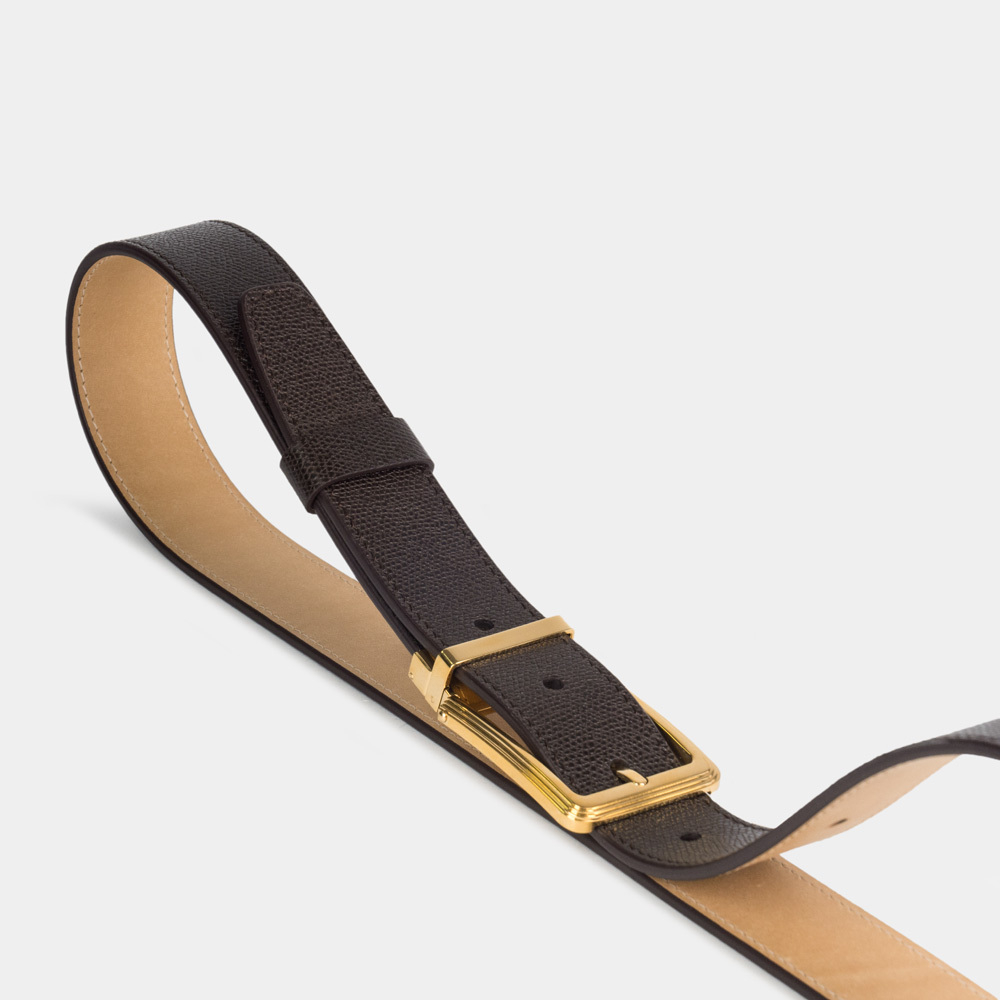 Ремень кожаный мужской из натуральной кожи сафьяно 35 мм, коричневый