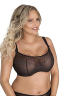 Бюстгальтер-топ plus size с изысканной вышивкой нитями с люрексом (Размер: 105E) (Цвет: черный)