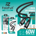 Кабель FaizFull FR104 Type-C-Type-C 60W 1м Nylon Black