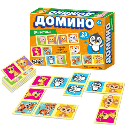 Домино детское "Животные" 28 карточек 4+