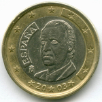 1 евро 2003 год. Испания. Регулярный выпуск. Тип 1. Биметалл XF
