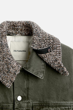 ZARA X NANUSHKA ДЖИНСОВАЯ КУРТКА, ТЕМНЫЙ ХАКИ