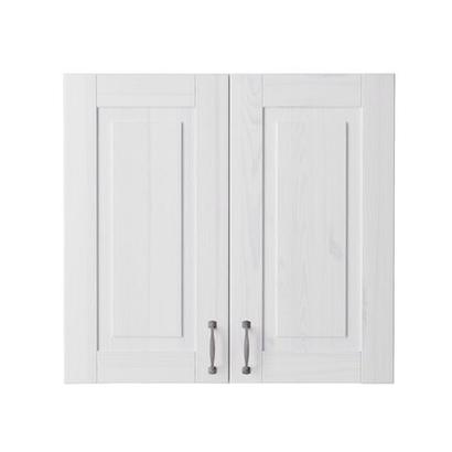 Навесной кухонный шкаф 80 см Венесуэла 2 двери, из массива сосны, белый воск