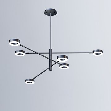 Минималистская люстра со светодиодными плафонами в форме колец на поворотных штангах ATISSA