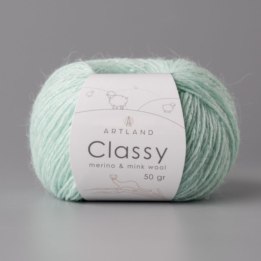Classy, пряжа с люрексом и пайетками, шелк-5%, мериносовая шерсть-20%, нейлон-30%, норка-45%, 50 гр, 240 м