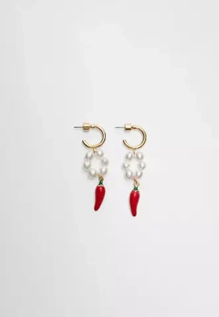 STRADIVARIUS Серьги с подвеской, красный