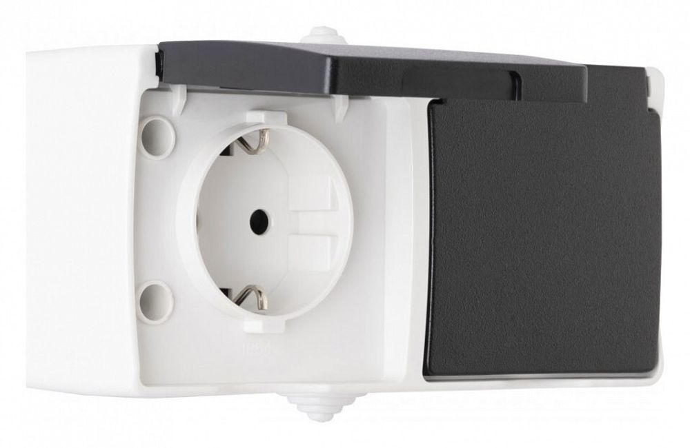 Блок с розетками влагозащищенными с заземлением и крышкой Arte Milano am-309 309.40-2.grey