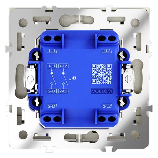 Выключатель встраиваемый VOLTUM S70 двухклавишный с подсветкой 10А, (сталь)