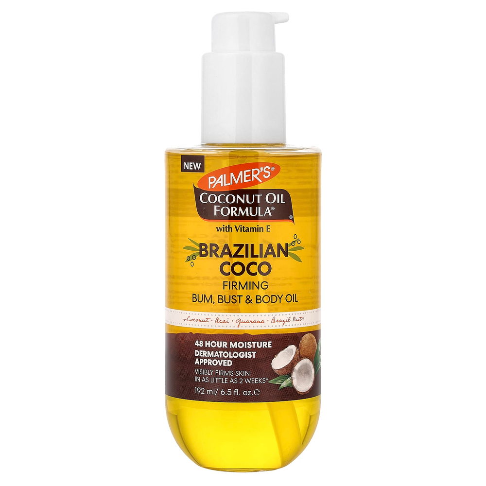 Palmer's, Coconut Oil Formula® с витамином E, для упругости попы, масло для груди и тела, бразильский кокос, 192 мл (6,5 жидк. унции)