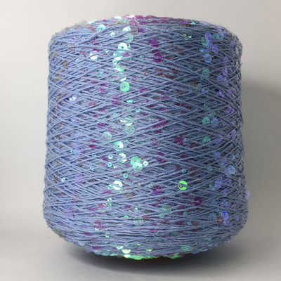 GLAMOUR ; 100% хлопок, пайетки 3мм и 6 мм; 240м/100гр; цвет: пыльно-голубая нить с полупрозрачными перламутровыми пайетками