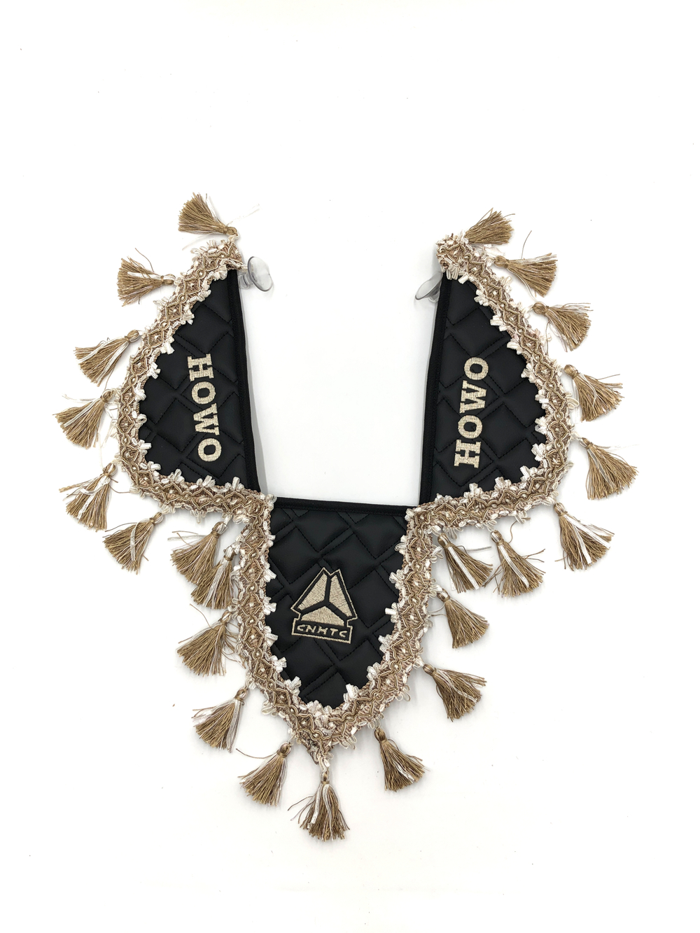 Вымпел тройной HOWO (экокожа, черный с бежевыми кисточками)