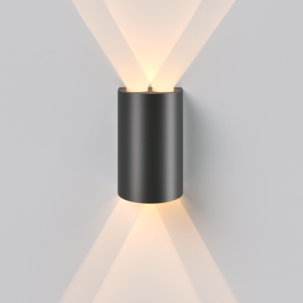 Уличный настенный светодиодный светильник Elektrostandard Twinray 35194/W 3000K черный