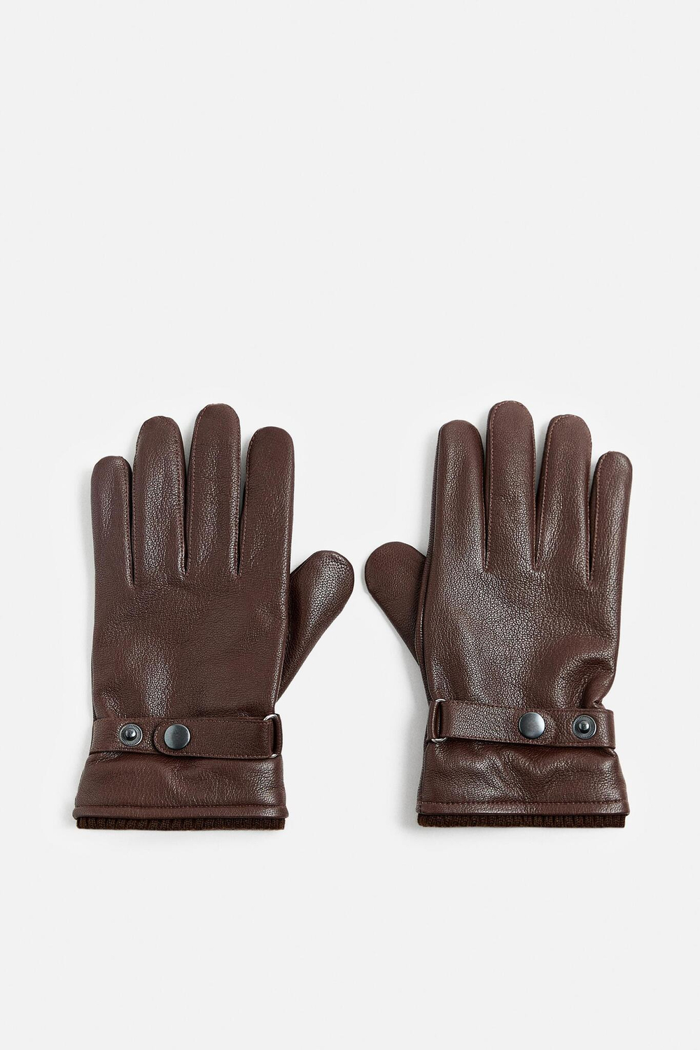ZARA КОЖАНЫЕ ПЕРЧАТКИ С РЕГУЛИРУЕМОЙ ДЕТАЛЬЮ, КОРИЧНЕВЫЙ