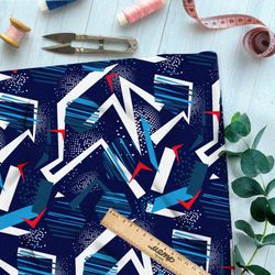 Ткань мембрана зимняя графика на тёмно-синем фоне