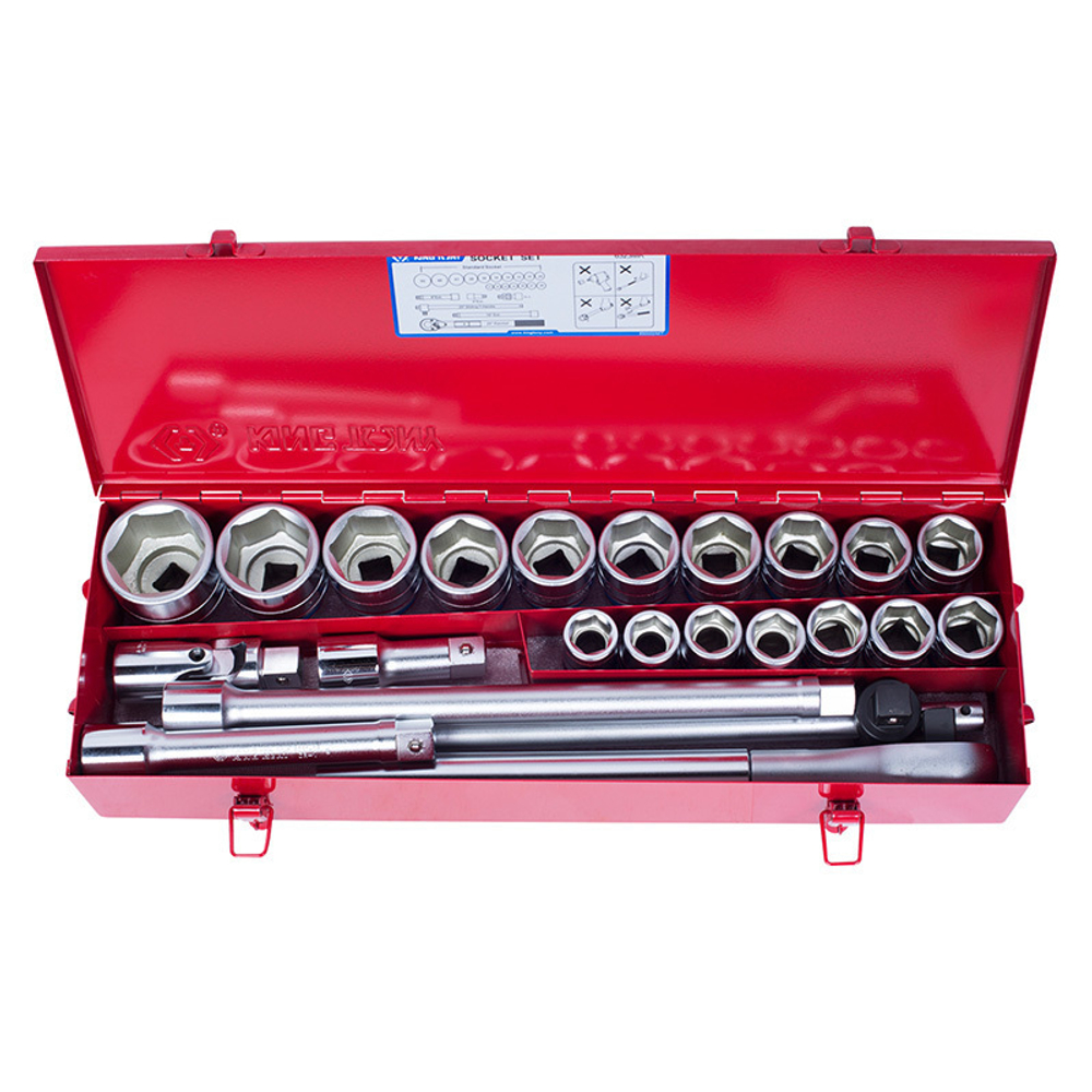 KING TONY (6323MR) Набор торцевых головок с принадлежностями 3/4", 6-гранные, 21-50 мм, 23 предмета