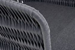 "Бордо" стул барный плетеный из роупа (колос), каркас из стали серый (RAL7022) муар, роуп серый 15мм, ткань темно-серая 027