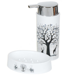 Набор для ванной 4 пр, Олени, бел, пластик, стак,подс д/зуб щет,дозат д/мыла,мыл-ца, Y9-076