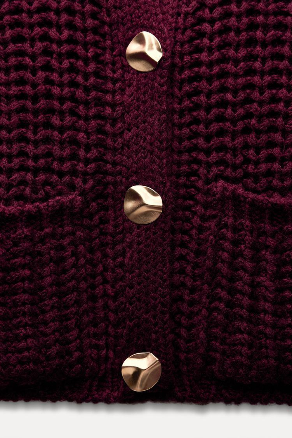 ZARA ЖИЛЕТ КРУПНОЙ ВЯЗКИ, ЦВЕТ БУРГУНДСКОГО ВИНА