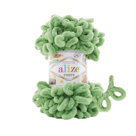 Пуффи (Puffy) пряжа Alize 100%микрополиэстер 5х100г/9,2 м 103 спаржа (св.зеленый)
