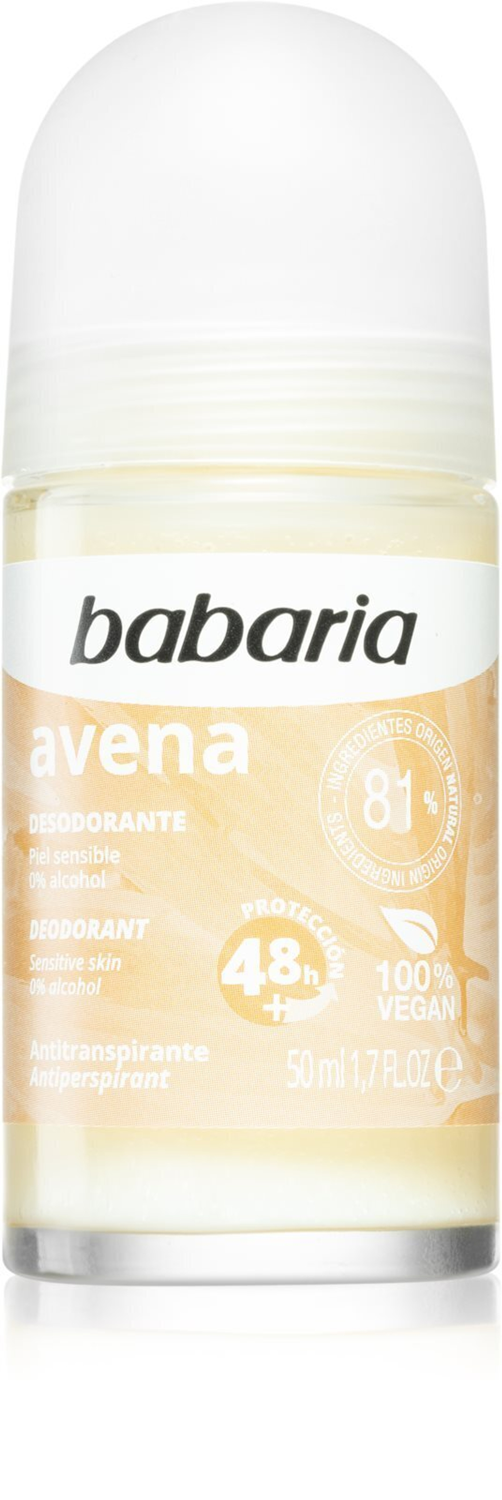 Babaria Deodorant Oat - шариковый антиперспирант для чувствительной кожи / 50 ml / GTIN 8410412280167 набор 5 шт.