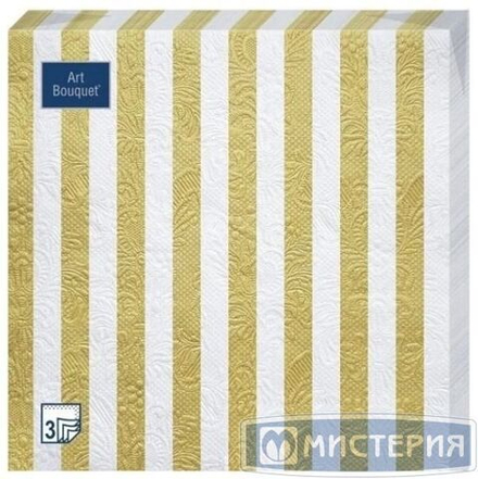 Салфетки бумажные Bouquet Полосы золотые Барокко 16шт 33х33см 3-слойные