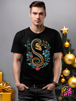 Футболка черная змея в золоте
