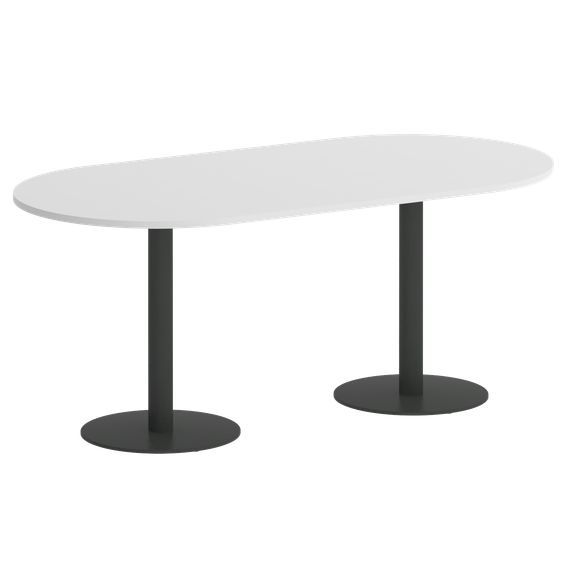 Home Office Стол овальный VR.SP-5-180.1 Белый Бриллиант/Металл Антрацит 1800*900*753