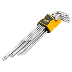 Набор ключей Г-образных TORX экстра длинных 9пр.(Т10, Т15, Т20, Т25, Т27, Т30, Т40, Т45, Т50)в пластиковом держателе JCB JCB-5098XL