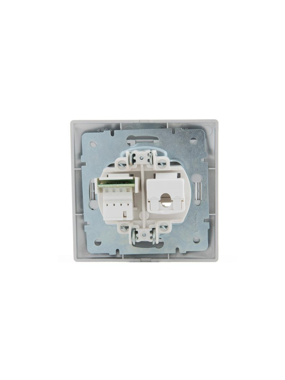 Розетка компьютерная + телефонная 2-м СП Mira RJ45 + RJ11 сер. метал. LEZARD 701-1010-143