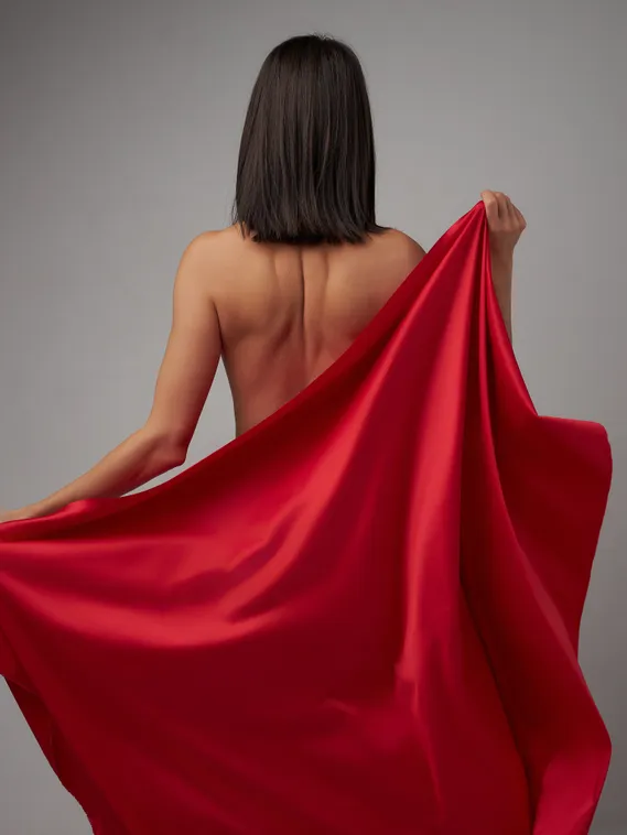 Атлас (сатин) эластичный бельевой, красный 100