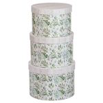 Подарочная коробка Basir 3 в 1, круглые с крышкой, серия "Цветы", размер 24.7*17/23*15.5/21*14 см (диаметр*высота), ассорти