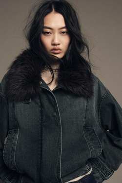 ZARA ДЖИНСОВАЯ КУРТКА-БОМБЕР — ZW COLLECTION, СИНИЙ