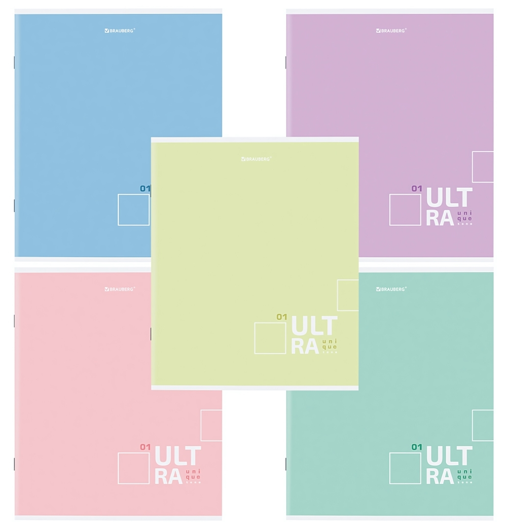 Тетрадь А5 80л. клетка "Pastel Tone" скоба, обложка картон, в ассорт. (BRAUBERG)