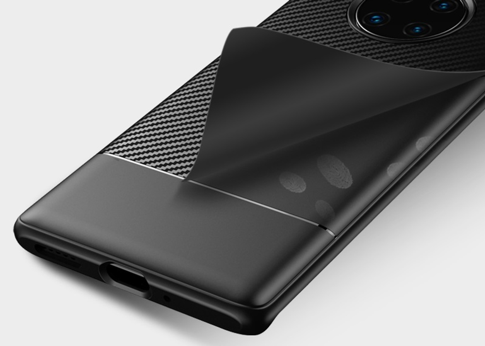 Тонкий чехол на Huawei Mate 30 Pro стиль карбон, серии Fit от Caseport