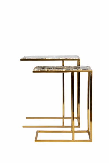 Кофейный столик Agate L, черный агат, золото