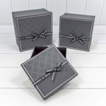 Коробка 21х21х12.3 см Набор 3 шт с бантом (Серый)